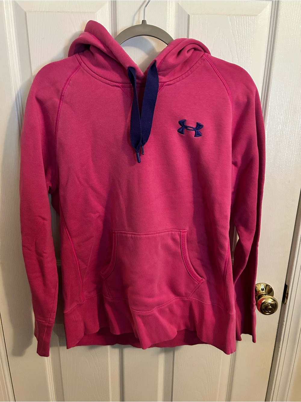 Under Armour Storm Pink Pullover Hoodie with Navy Logo